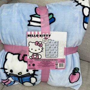 Hello Kitty Back To School Blue Books Plush Throw Blanket Twin XL Viral TikTok